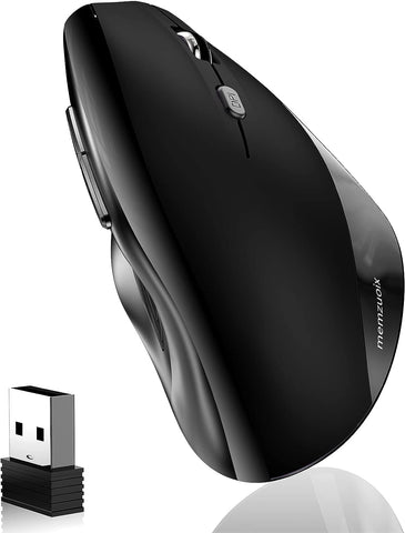 memzuoix Wireless Ergonomic Mouse,Upgraded 2.4G Optical Cordless Mice with 800/1200/1600 DPI,Vertical Computer Wireless Mouse for Laptop,Mac,PC,Desktop (for Right Hand,Large),Black Mouse