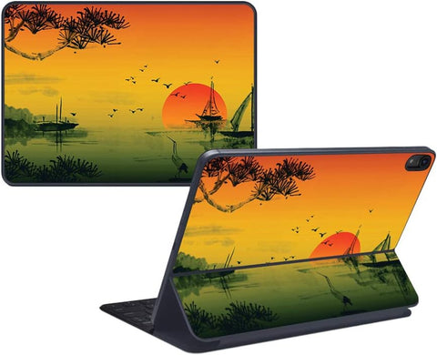 MightySkins Skin Compatible with Apple iPad Pro Smart Keyboard 12.9" (2018) - Japanese Sunset - Protective, Durable, and Unique Vinyl Decal wrap Cover - Easy to Apply, Remove - Made in The USA