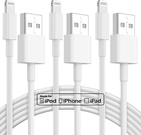 6 ft iPhone Charger 3pack, [Apple MFi Certified] USB to Lightning Cable 6ft, iPhone Charger Cord 6 Foot, 6 Feet Super Fast Apple Charging Cable for iPhone 14/13/12/11/Pro/13 Max/X/XS/XR/XS Max/8/7/XS