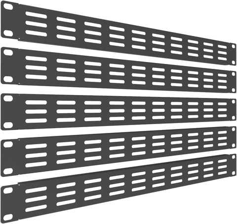 QiaoYoubang 5 Pack of 1U Vented Blank Panel - Steel Blank Rack Mount Panel Spacer for 19in Server Rack Cabinet or Enclosure, Black (1U)