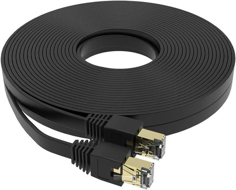 Cat 8 Ethernet Cable 50 ft, High Speed Flat Network Cable Shielded, 40Gbps 2000MHz LAN Ethernet Cable U/FTP 30AWG with Gold Plated RJ45 Connector for Gaming, Router, Modem, PC, PS4, PS5