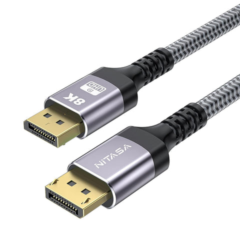 DisplayPort to DisplayPort 10 Feet Cable,NITASA High Speed Gaming DP to DP Cable Nylon Braided Cord,8K@60Hz,4K@144Hz,2K@240Hz Support 32.4Gbps,HBR3 HDR10 HDCP2.2 Display Port for Gaming Monitor,TV,PC