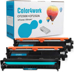 Color4work Compatible Toner and Drum Replacement for HP 32A CF232A Toner Drum 1-Pack and HP 30X CF230X Toner Cartridge 2-Pack for Laserjet Pro M203dw M203d M203dn M227fdw M227fdn Printer