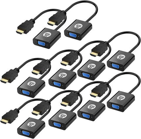 WE LOVE TEC HDMI to VGA (Black) HDMI Male to VGA Female Adapter Compatible with Laptop, Desktop, Computer, PC, Projector, HDT, Monitor, Chromebook and More, 10-Pack