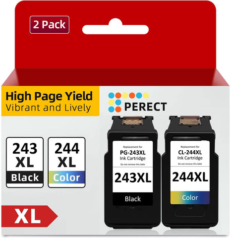 PG-243XL/CL-244XL Ink Cartridge Replacement for Canon PG243XL CL244 XL 245XL 246XL Compatible for Pixma TR4520 MG2522 TS3322 TR4522 TS3122 MX490 MX492 MG2922 MG2520 Printer (1 Black,1 Color)