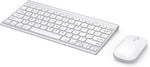 Small Wireless Keyboard Mouse Combo, seenda Ultra Thin Compact Rechargeable Wireless Keyboard with Silent Mouse Low Profile Keys for Windows 7/8/10/11/11 Pro Laptop Computer, Silver White