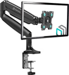 ONKRON Single Monitor Desk Mount for 13-32 inch Flat/Curved Screens up to 19.8 lbs - Full Motion Heavy Duty Adjustable Monitor Stand for 1 Screen, Gas Spring Monitor Arm, VESA 75x75 100x100, Black