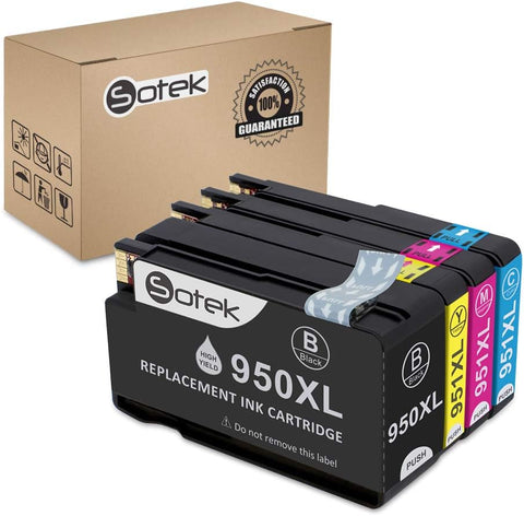 Sotek Compatible Ink Cartridge Replacement for HP 950XL 951XL 950 951 High Yield, Work for Officejet Pro 8610 8600 8615 8620 8625 8630 (BK/C/M/Y, 4-Pack)