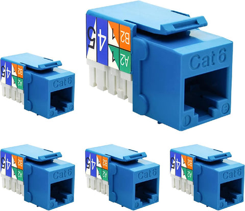 Beszin Cat.6 RJ45 110 Type Keystone Jack (5-Pack, Blue)