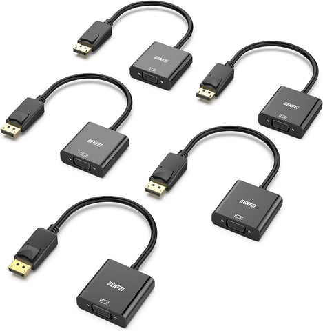 BENFEI DisplayPort to VGA 5 Pack, Gold-Plated DP to VGA Adapter (Male to Female) Compatible for Lenovo, Dell, HP, ASUS