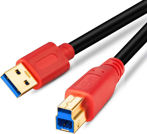 USB 3.0 Cable A Male to B Male 20Ft,Tan QY Type A to B Male Compatible with Hard Disk Drive,Printers,Scanner,USB Hub,Monitor and More (6m/20Ft)