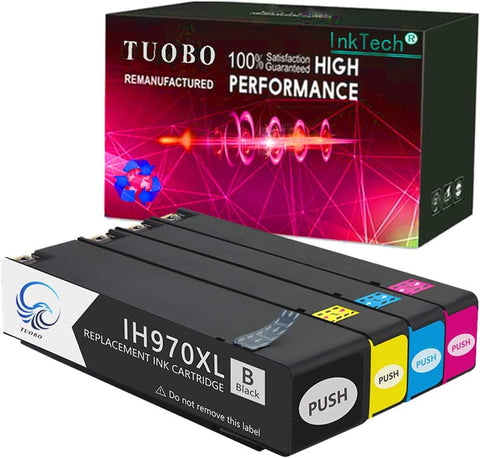 Tuobo Compatible Ink Cartridge Replacement for HP 970XL 971XL Work with Officejet Pro X576dw X451dn X451dw X476dw X476dn X551dw Printers, (4 Pack)