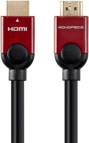 Monoprice HDMI High Speed Cable - 3 Feet - Red, 4K@60Hz, HDR, 18Gbps, 28AWG, YUV 4:4:4 - Select Metallic Series