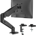 WALI Single Monitor Arm Mount Stand Fully Adjustable Gas Spring Arm Desk Mount Swivel Bracket with C Clamp, Grommet Mounting Base for Display Up to 32 Inch,19.8lbs. Capacity (GSMP001), Matte Black