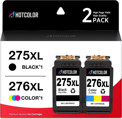 HOTCOLOR Printer Ink 275 276 XL Replacement for Canon 275 and 276 Ink Cartridges XL PG-275XL/CL-276XL for Canon PIXMA TS3522 TS3520 TR4720 (1+1, 2 Pack)