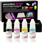 Professional Invisible UV Ink for Inkjet Printers 4 Colors Set, 10 ml/Color, Blacklight Ink for Real Invisible Images