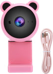 1080P USB Computer Camera, HD Video Recording Digital Webcam BuiltIn Microphone for Live Broadcast/Video Call Recording Conferencing/Live Streaming(Pink)