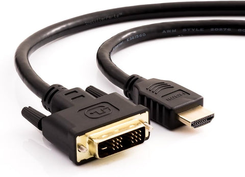 InstallerParts 20ft High-Speed HDMI to DVI-D Adapter Cable - Bi-Directional and Gold Plated - Supports 2K, 1080p for HDTV, DVD, Mac, PC, Projectors, Cable Boxes and More!