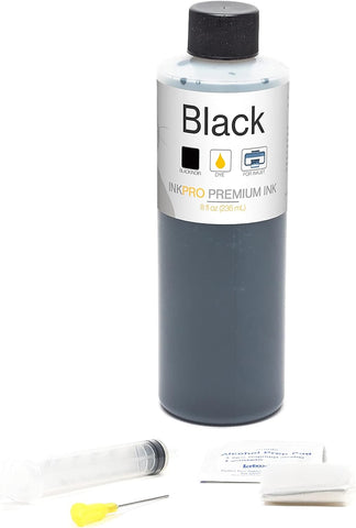 InkPro Premium Black Ink Refill Kit for HP 60, 60XL, 61, 61XL, 62, 62XL, 63, 63XL, 64, 64XL, 65, 65XL, 67, 67XL Cartridges 8oz 236ml