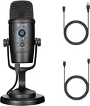 BOYA BY-PM500 Desktop USB Microphone for Computer and Most Type-C Devices with Two Pickup Patterns, Headphone Output and Volume Control, Suitable for Gaming, Recording, Streaming and Podcasting