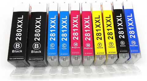 BJ-INK Compatible Ink Cartridge Replacement for Canon 280 281 PGI-280XXL CLI-281XXL for Canon PIXMA TR7520 TR8520 TS9120 TS6120 TS6220 TS8120 TS8220 TS9520 TS9521 Printer (10 Pack)