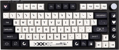 JSJT Key Caps XDA Profile Black and White Keycaps 126 Keys Theme Keycaps PBT Dye Sublimation Keycaps Custom Keycaps for US/ISO Layout Cherry MX Switch Mechanical Keyboards