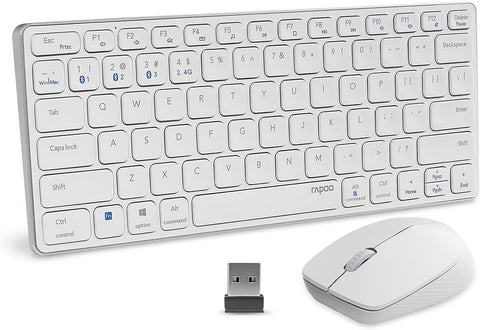 Wireless Keyboard and Mouse Combo, Multi-Devices Bluetooth Keyboard and Mouse Set, Slim Recharagable Compact Keyboard and Silent Mouse for Mac, Tablet, Windows, Computer, PC, Notebook, Laptop