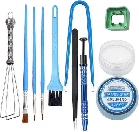 10 Pieces Keyboard Lube Kit Come with 0.35OZ GPL 205G0 and 2 in 1 Switch Opener for Cherry Mx Gateron Switches Contains Keycap Puller Switch Puller Stem Holder Lube Brush Tweezers