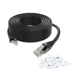 QNECS Cat6 Ethernet Cable with Clips 550 Mhz Ethernet Network Cable- Snagless High Speed Patch Internet Computer Cord- UTP CAT 6 Cable with RJ45 Connector for Home Office Servers [Black - 200 Ft]