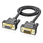 JUXINICE Copper Wire Db9 Extension Serial Cable Male to Female,Double Shielded with foil & Metal Braided,Gold Plated D-SUB 9 Pin Serial Cable RS232/RS485 Cable-Black 10ft