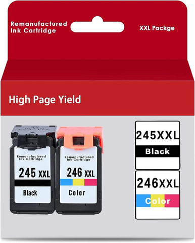 245XXL 246XXL Ink Cartridge Replacement for Canon PG-245XXL CL-246XXL for Canon PIXMA IP2820 MX490 MX492 MG2420 MG2520 MG2525 MG2920 MG2922 Printer (2-Pack Black, Tri-Color)