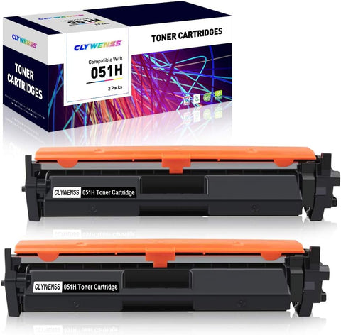 CLYWENSS Compatible 051H Toner Cartridge Replacement for Canon 051H 051 High Capacity Toner Cartridge to use with Canon imageCLASS LBP162dw MF267dw, MF269dw, MF264dw Printer (Black, 2-Pack)