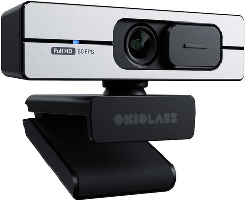 OKIOLABS A6 Webcam Full HD 1080p 60 FPS, Clear & Ultra Smooth Video Calling, Streaming, Auto Light Correction, with Dual Microphone and Software Control, Compatible with Windows & Mac