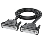 JUXINICE DB25 Female to Female Extension Cable 6FT,26awg Tinned Copper Wires of 25 Different Colored, Double-Shielded with foil & Braid, D-SUB 25 PIN Shield Cable Black