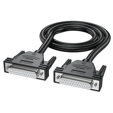 JUXINICE DB25 Female to Female Extension Cable 6FT,26awg Tinned Copper Wires of 25 Different Colored, Double-Shielded with foil & Braid, D-SUB 25 PIN Shield Cable Black