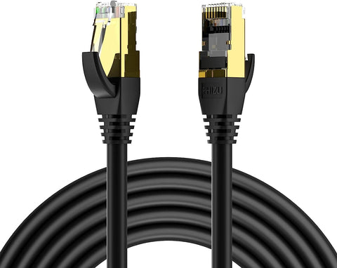 Cat8 Ethernet Cable 65FT, Outdoor&Indoor Heavy Duty High Speed 26AWG Cat8 LAN Network Cable 40Gbps, 2000Mhz with Gold Plated RJ45 Connector, Weatherproof S/FTP UV Resistant for Router/Gaming/Modem