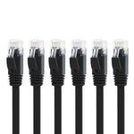 Yauhody CAT 6 Ethernet Cable 7ft 6-Pack Black, High Speed Solid Flat CAT6 Gigabit Internet Network LAN Patch Cords, Bare Copper Snagless RJ45 Connector for Modem, Router, Computer (7ft 6 Pack, Black)
