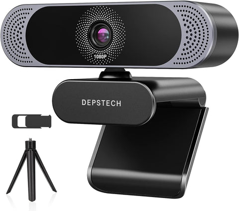 Webcam with Microphone, 2023 DEPSTECH 1080P HD Webcam Autofocus USB Computer Web Camera, Privacy Cover and Tripod, Plug and Play Streaming Webcam for Desktop PC Video Conferencing, Teaching and Gaming