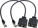 Duttek RJ45 Splitter Ethernet , RJ45 Ethernet Port Splitter, RJ45 1 Male to 2 Female Adapter for Ethernet Cat 5/CAT 6 LAN Ethernet Cable Extender Surf Online at The Same time 50cm/1.64 FT (1 Pair)