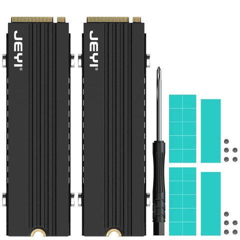 JEYI M.2 HeatSink for PS5 / mATX/MiniATX, Ultra Slim 7mm Height Low Profile Aluminum Convective NVMe Heatsink, Passive Heat Sinks with Fins, FinsCold 007-2-Pack