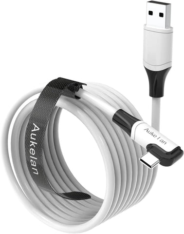 Aukelan Link Cable 16FT Compatible for Oculus Quest 2/Steam VR and PC, 5M Long Cord High Speed Data Transfer & 3A Fast Charging USB 3.0 to USB C Cable for VR Headset and Gaming PC.