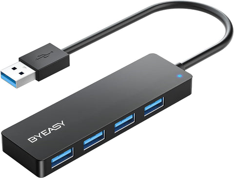 BYEASY USB Hub,USB Splitter for Laptop,Multiport USB 3.0 Hub,Multi USB Port Expander,Fast Data Transfer 4 Port USB Hub Compatible with Windows PC, Mac, Printer, Mobile HDD