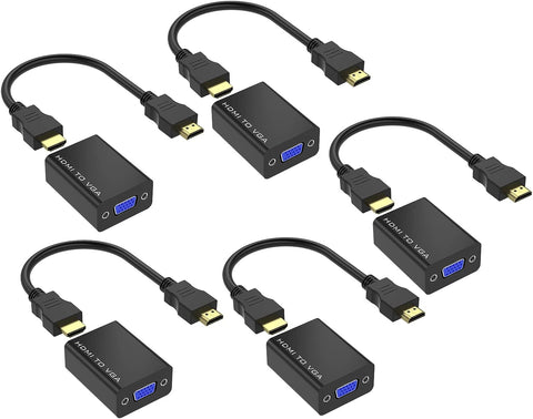 Yinker HDMI to VGA Adapter 5 Pack, HDMI to VGA Adapter Gold-Plated Male to Female, Separable Converter Duplicate Extend Screen for Computer Desktop, Monitor, Projector, HDTV, Chromebook