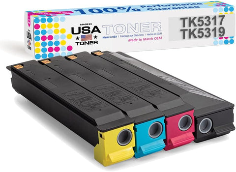 MADE IN USA TONER Compatible Replacement for Kyocera TK-5317, TASKalfa 408ci, 508ci, Copystar CS408ci, CS508ci, TK-5319 (Cyan, Magenta, Yellow, Black, 4 cartridges)