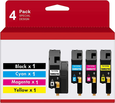 Aoou Compatible Toner Cartridge Replacement for Xerox Phaser 6022 6020 WorkCentre 6027 6025 Printer (1 Black 106R02759 1 Cyan 106R02756 1 Magenta 106R02757 1 Yellow 106R02758)