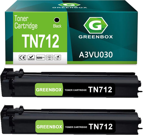 GREENBOX TN711 TN712 High Yield Compatible Toner Cartridge Replacement for Konica Minolta Bizhub TN711 TN712 A3VU030 Toner for Minolta Bizhub C654 C654E C754 C754E Printer (2 Black, 41,000 Pages)