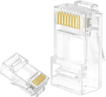 100 PCS RJ45 Connector,Cat6 Termination Ends,Gold Plated 8P8C Ez Crimp Network Modular Plugs for Solid Wire and UTP Standard Ethernet Cable,Crystal Head