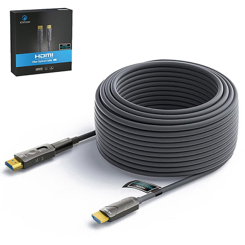 KIMTABO Fiber Optic HDMI Cable (HDMI 2.0, 18Gbps), HDMI to HDMI and Micro HDMI to HDMI Long Cable in Wall 50 ft, Ultra High Speed 4K 60Hz 444, HD,HDR10,ARC,3D,Slim for Laptop, Camera,PS4,Projector,TV