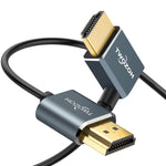 Twozoh Flexible HDMI to HDMI Cable Right Angled 90° 6.6FT, Ultra Thin and Slim HDMI Cord Support 3D/4K@60Hz