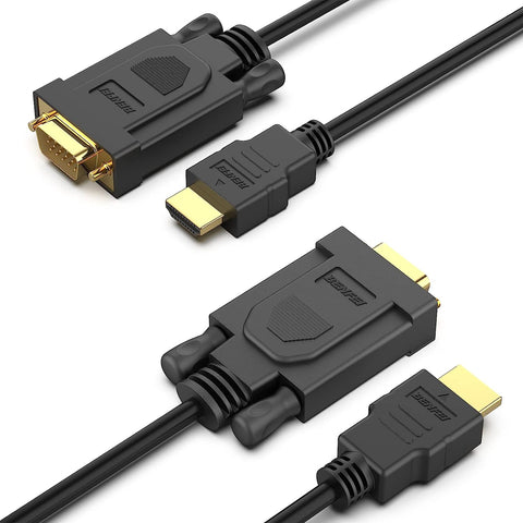 BENFEI HDMI to VGA 6 Feet Cable, 2 Pack HDMI to VGA Cable (Male to Male) Compatible for Computer, Desktop, Laptop, PC, Monitor, Projector, HDTV, Raspberry Pi, Roku, Xbox and More